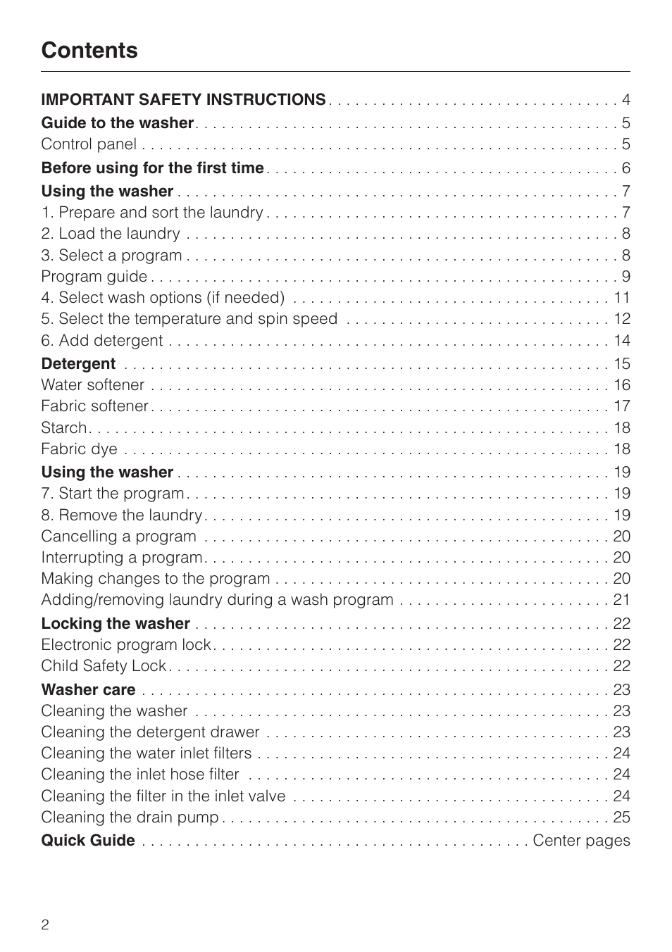 Miele W1203 User Manual | Page 2 / 56