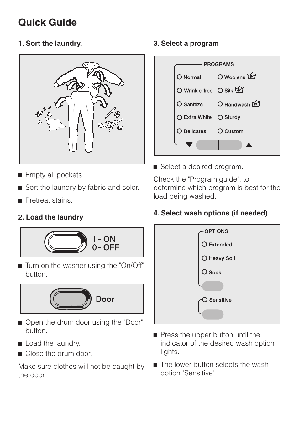 Quick guide | Miele W1203 User Manual | Page 28 / 56