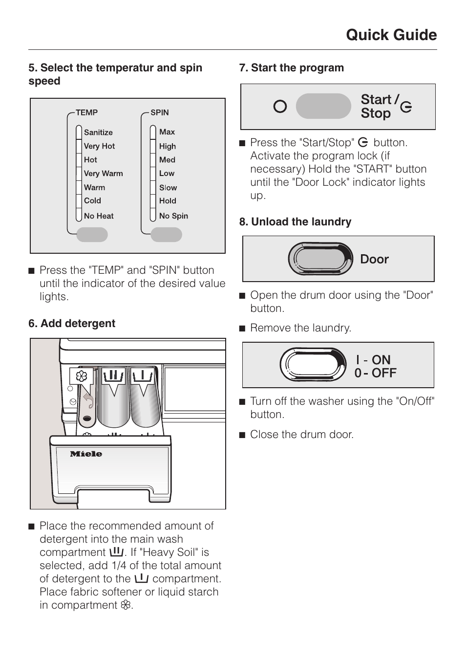 Quick guide | Miele W1203 User Manual | Page 29 / 56