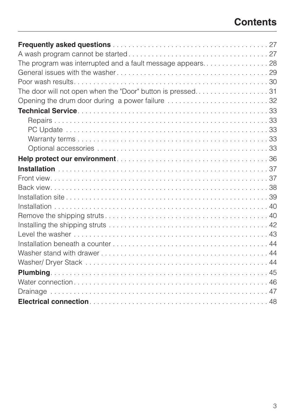 Miele W1203 User Manual | Page 3 / 56