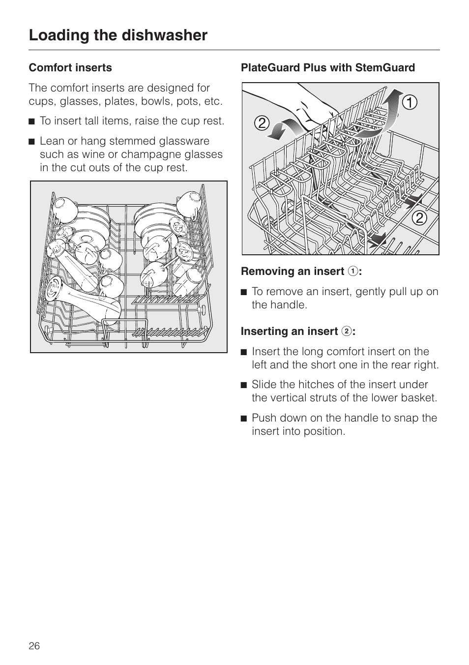 Loading the dishwasher | Miele G 2670 SC User Manual | Page 26 / 76