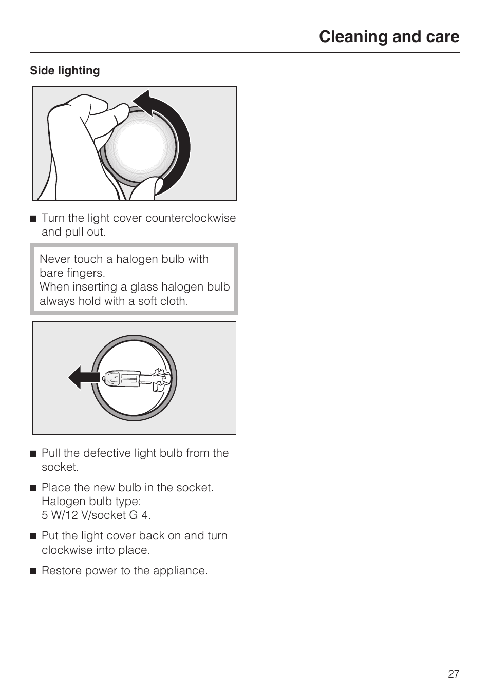 Cleaning and care | Miele F1411SF User Manual | Page 27 / 72