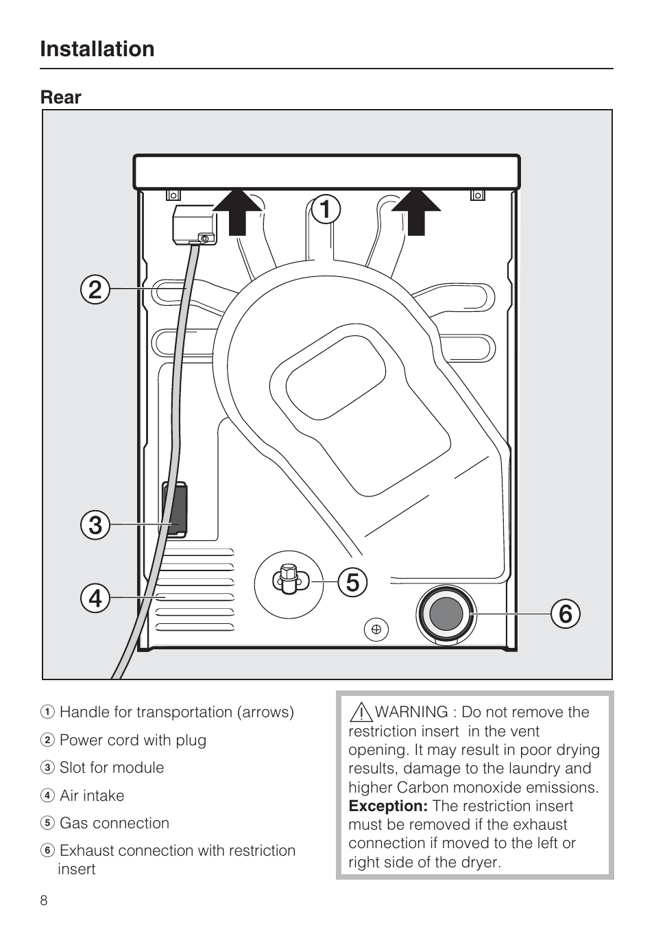Installation | Miele T 9822 User Manual | Page 8 / 28