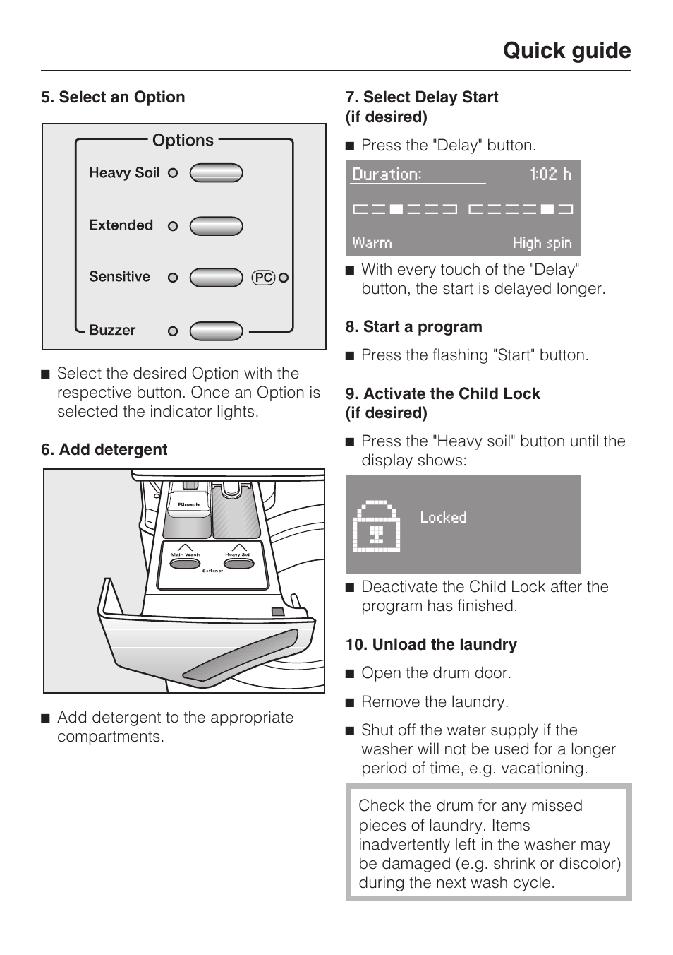 Quick guide | Miele TOUCHTRONIC W 4842 User Manual | Page 31 / 60