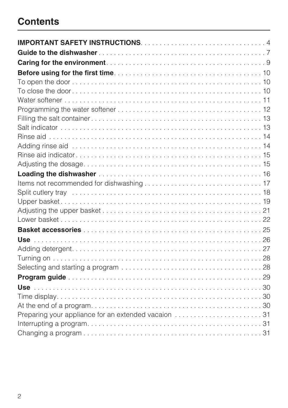 Miele G 1472 User Manual | Page 2 / 60