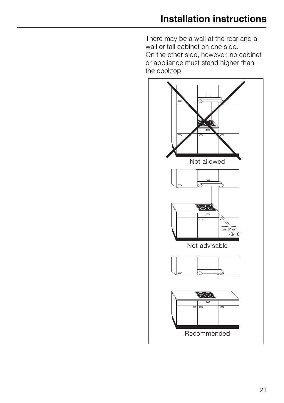 Installation instructions | Miele KM84-2 User Manual | Page 21 / 28