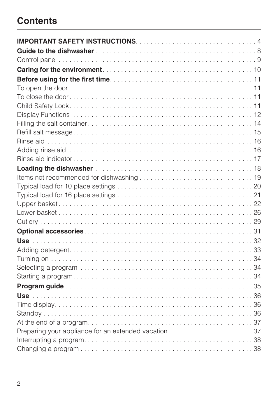 Miele G 5810 User Manual | Page 2 / 72