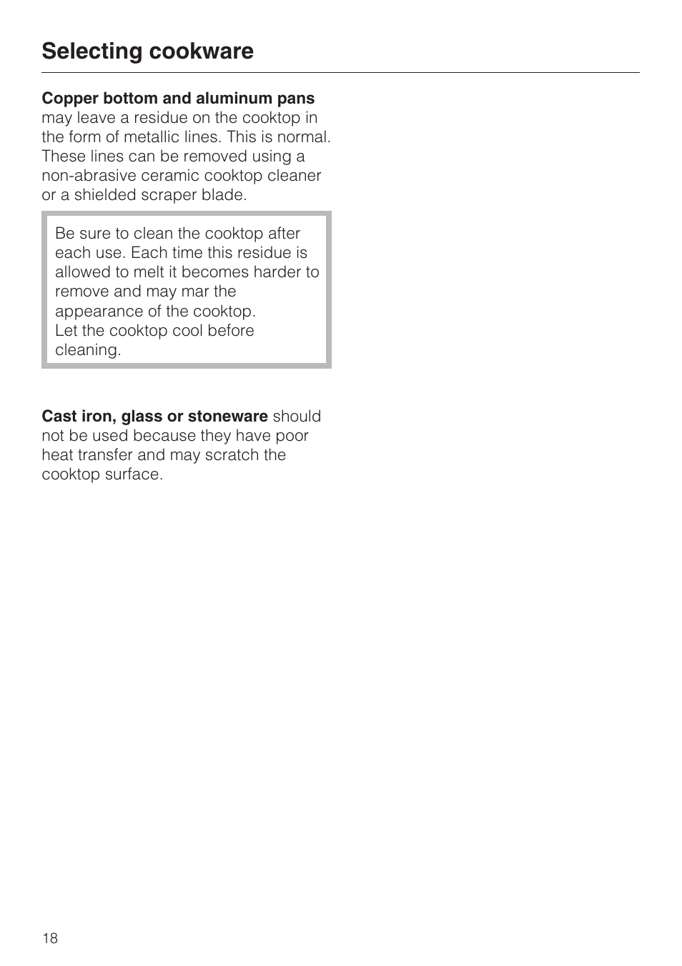 Selecting cookware | Miele KM5656 User Manual | Page 18 / 44