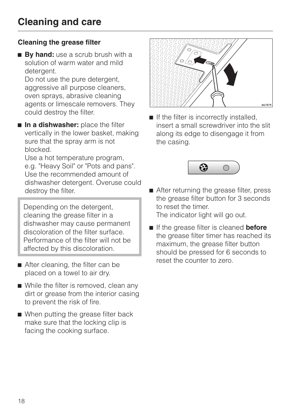 Cleaning and care | Miele DA 270-4 User Manual | Page 18 / 32