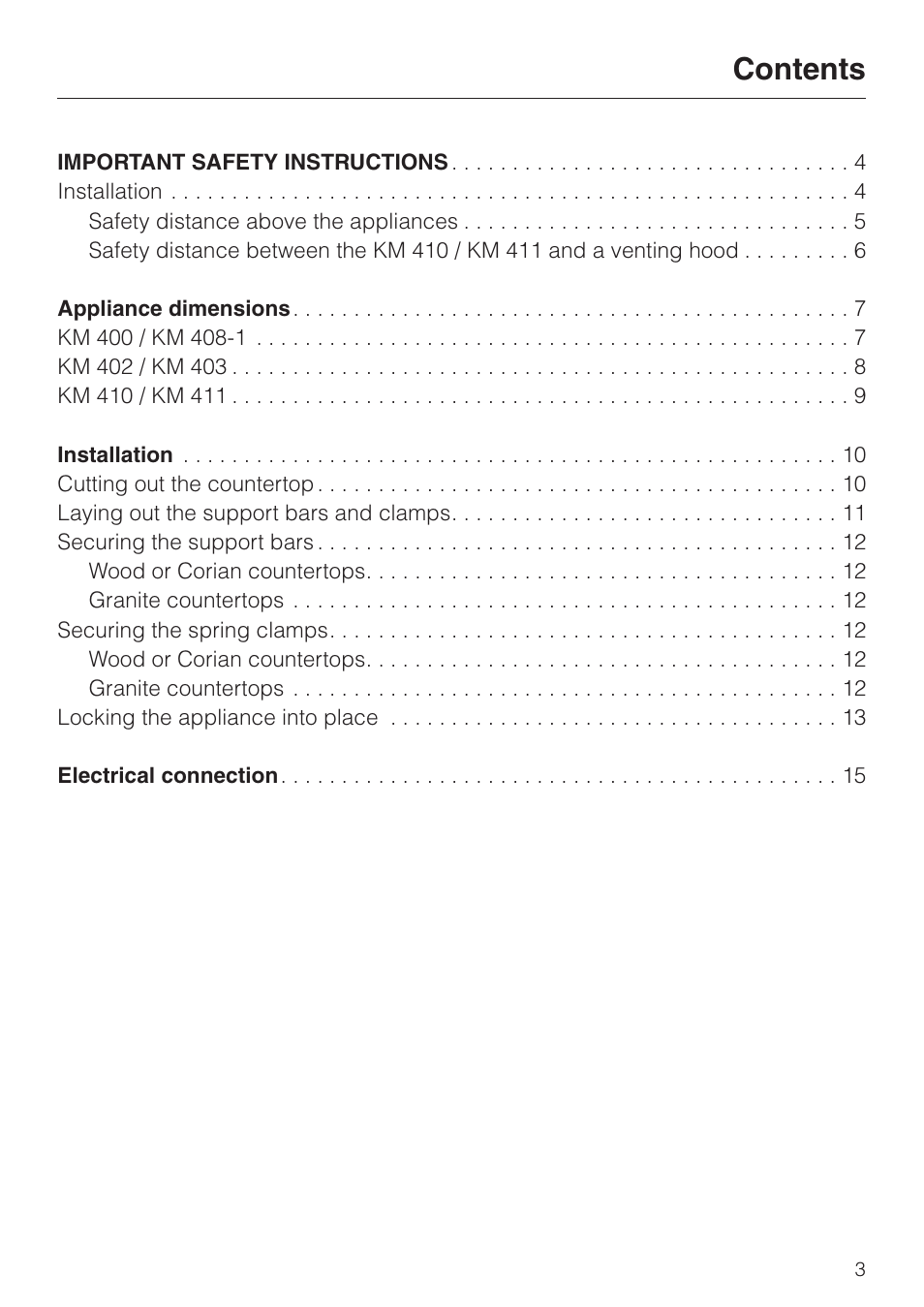 Miele KM 403 User Manual | Page 3 / 16