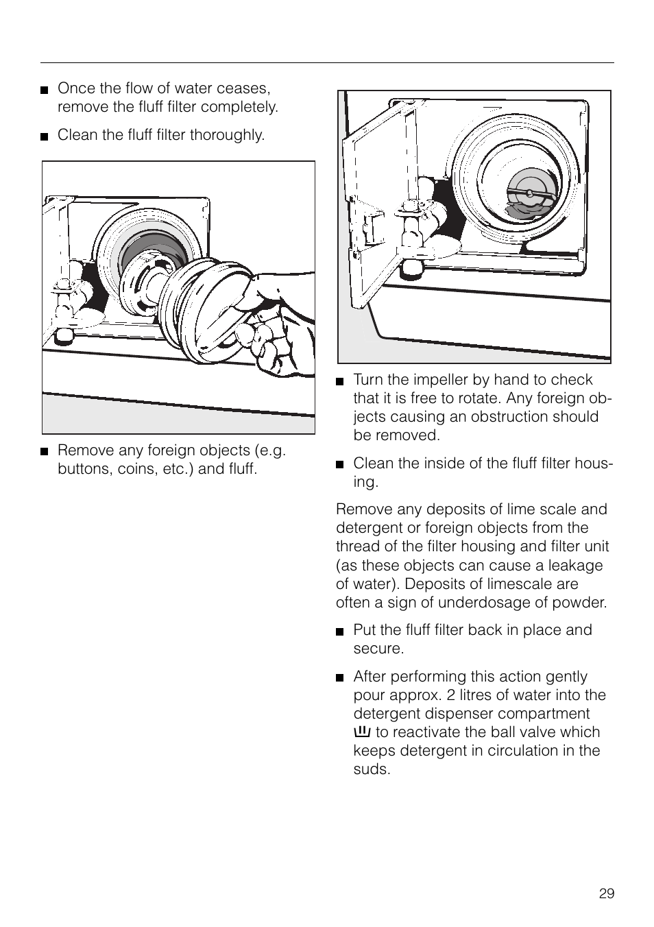 User maintenance cleaning and care | Miele W1930 User Manual | Page 29 / 52