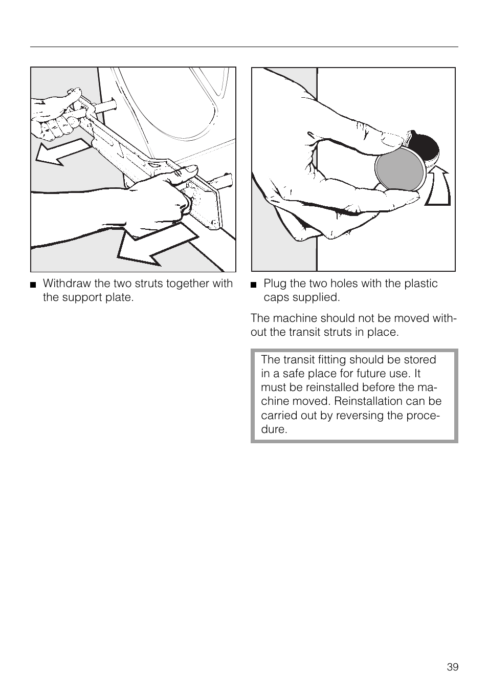 Installation instructions | Miele W1930 User Manual | Page 39 / 52