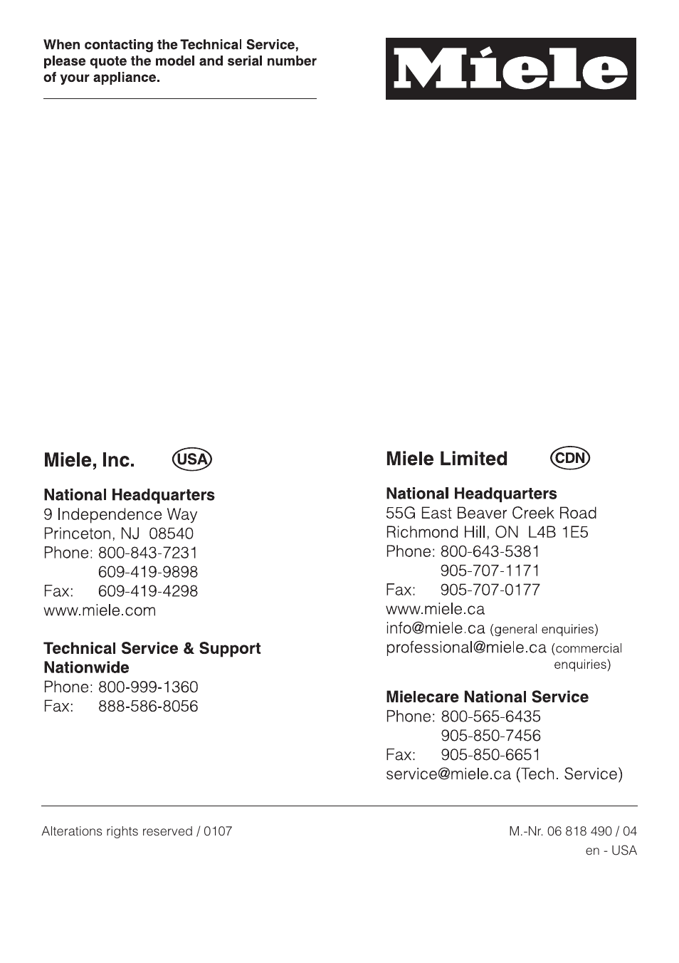 Miele KM 3485 User Manual | Page 40 / 40