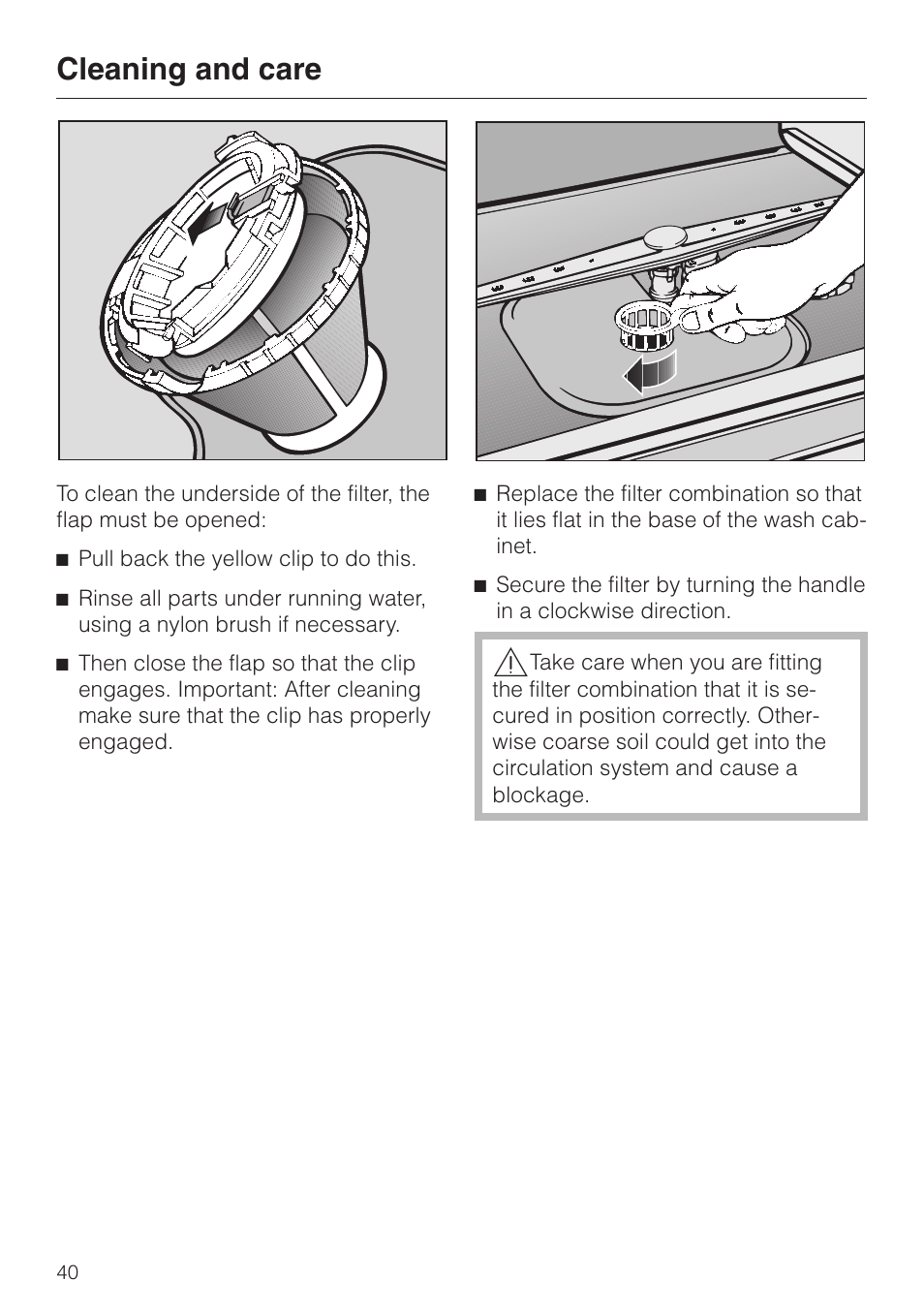 Cleaning and care | Miele dishwashers User Manual | Page 40 / 64