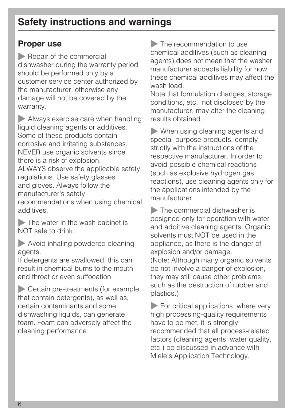 Safety instructions and warnings | Miele PROFESSIONAL PG 8050I User Manual | Page 6 / 76