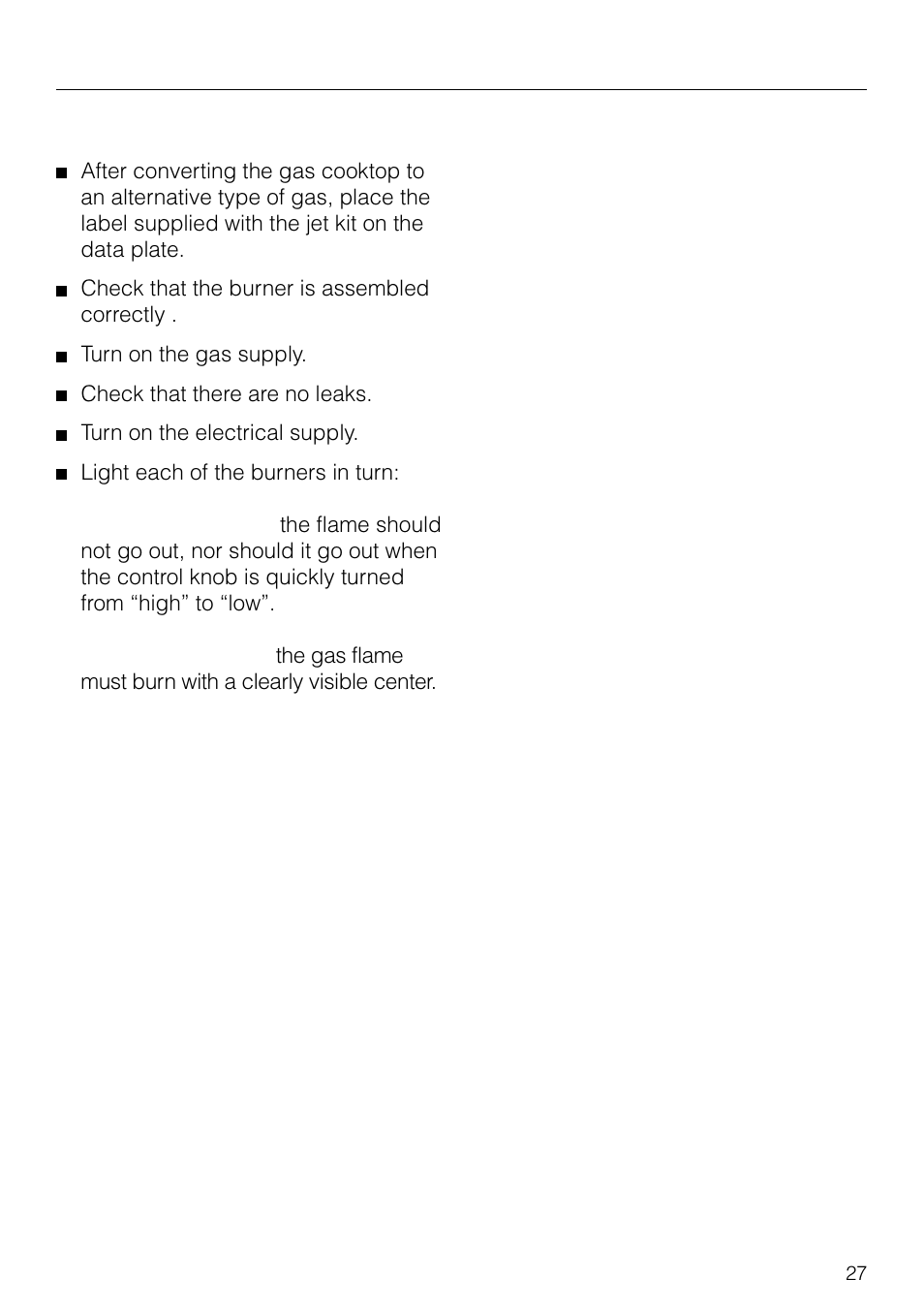 Conversion to alternative types of gas | Miele KM83-2 User Manual | Page 27 / 28