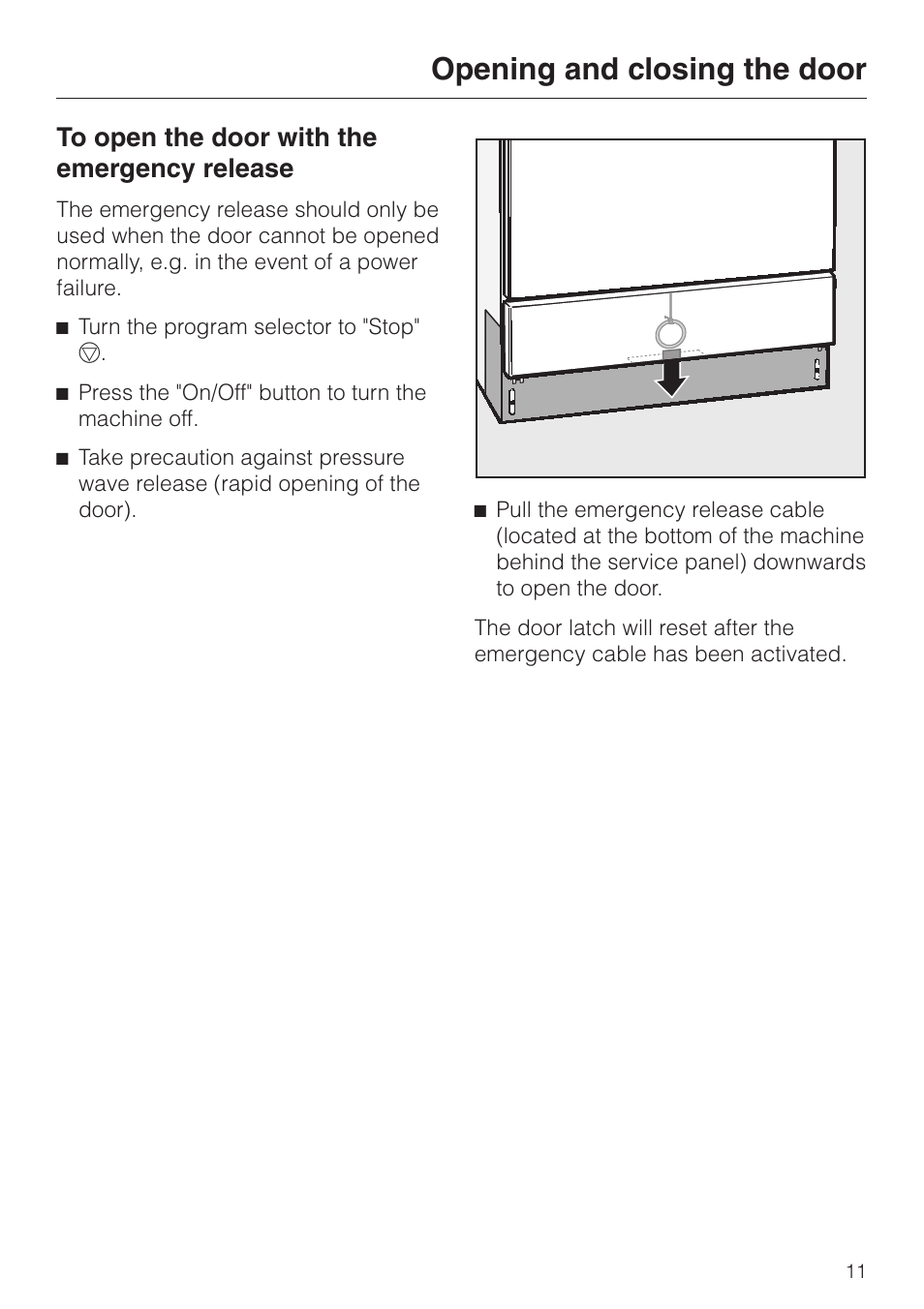 Opening and closing the door | Miele G 7883 User Manual | Page 11 / 64