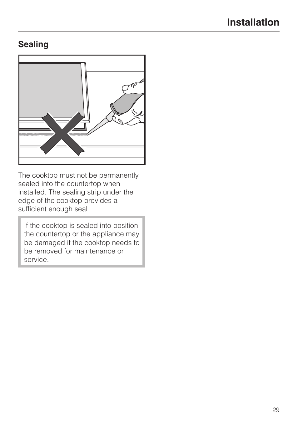 Installation | Miele KM 3475 User Manual | Page 29 / 40