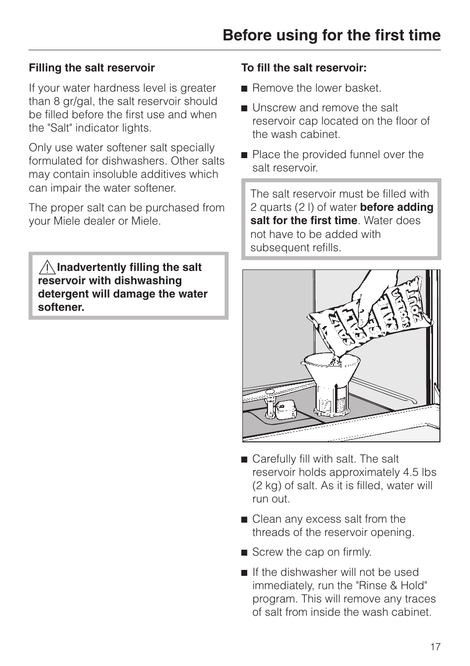 Before using for the first time | Miele G 851 SC Plus User Manual | Page 17 / 52