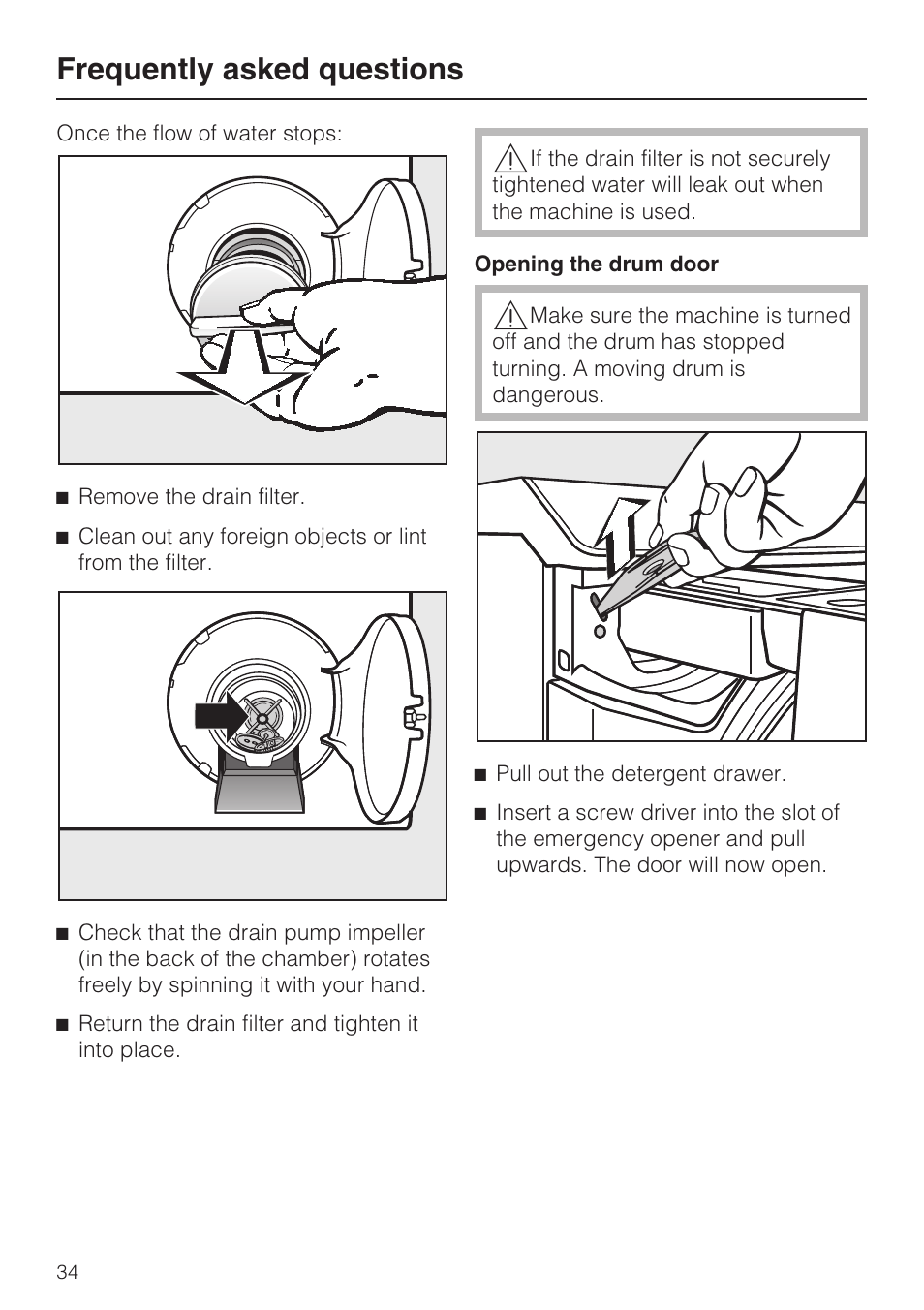Frequently asked questions | Miele TOUCHTRONIC W 4800 User Manual | Page 38 / 52