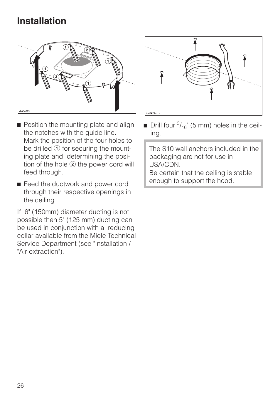 Installation | Miele DA 230-3 User Manual | Page 26 / 32