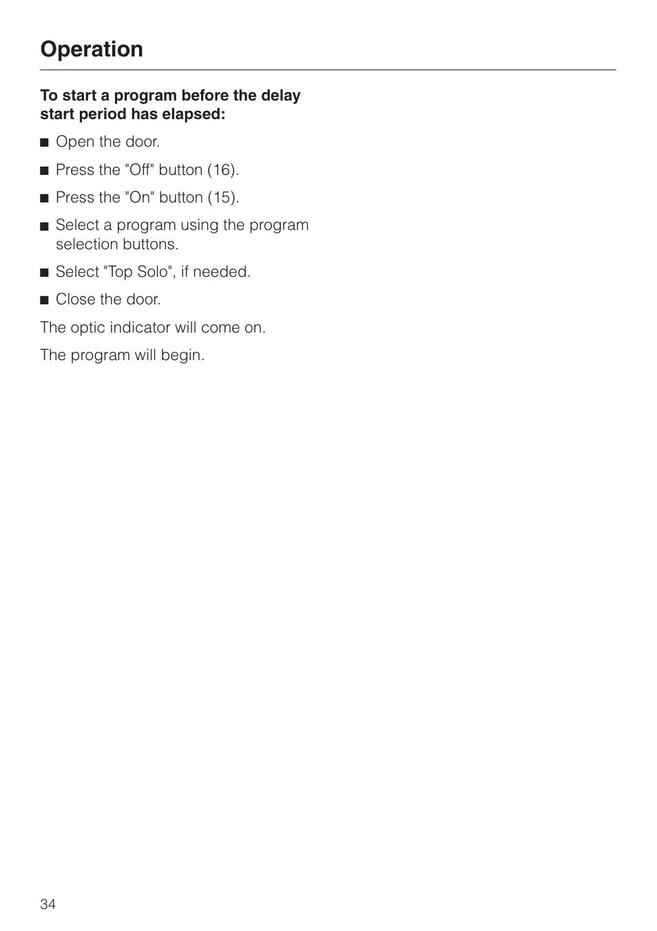 Operation | Miele INCOGNITO G 818 SCVI User Manual | Page 34 / 56