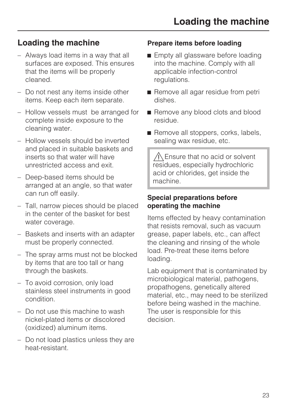 Loading the machine | Miele G 7893 User Manual | Page 23 / 76