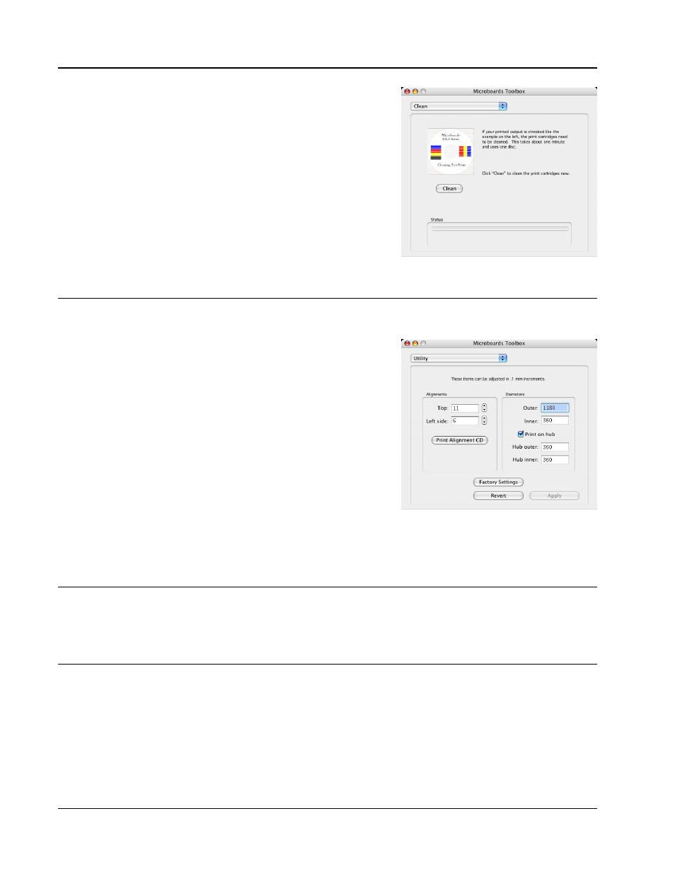 Clean, Utility, Support | Register | MicroBoards Technology GX Auto Printer User Manual | Page 12 / 14