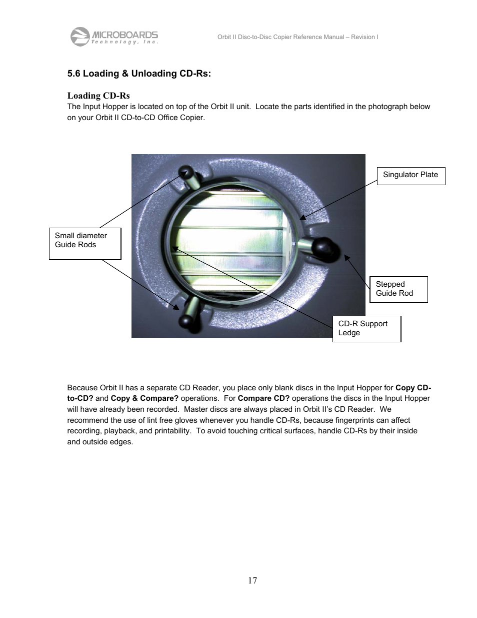 6 loading & unloading cd-rs | MicroBoards Technology CD Disc-to-Disc Office Copier II User Manual | Page 17 / 39