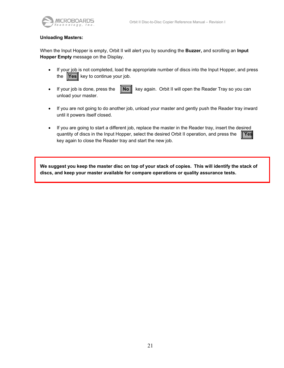 MicroBoards Technology CD Disc-to-Disc Office Copier II User Manual | Page 21 / 39
