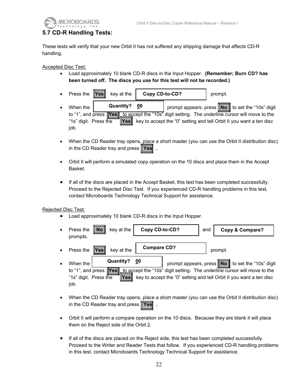 7 cd-r handling tests | MicroBoards Technology CD Disc-to-Disc Office Copier II User Manual | Page 22 / 39