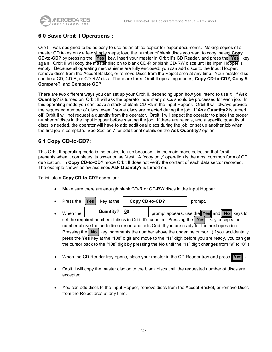 0 basic orbit ii operations, 1 copy cd-to-cd | MicroBoards Technology CD Disc-to-Disc Office Copier II User Manual | Page 25 / 39