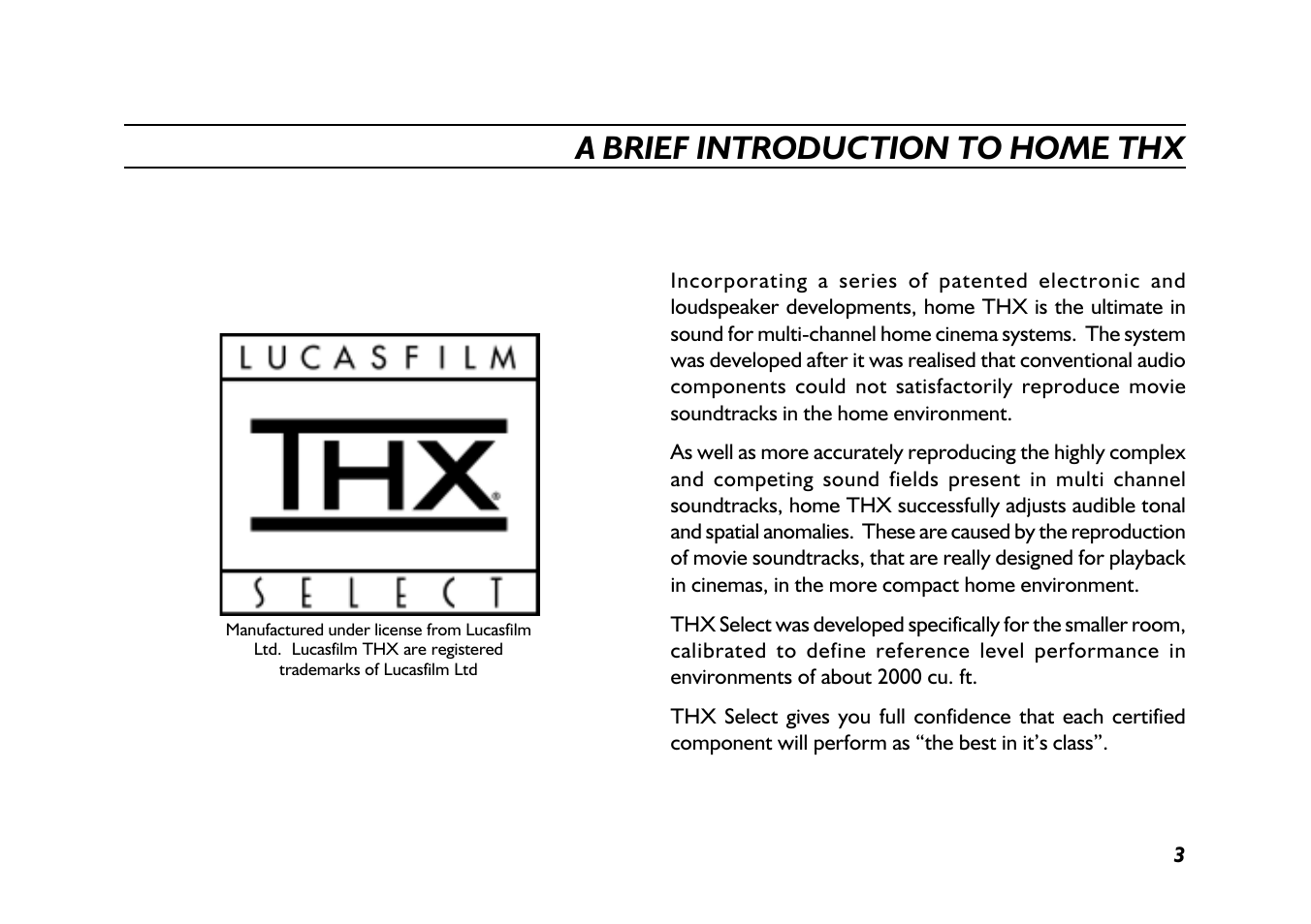 A brief introduction to home thx | Mordaunt-Short 500 Series THX User Manual | Page 3 / 11