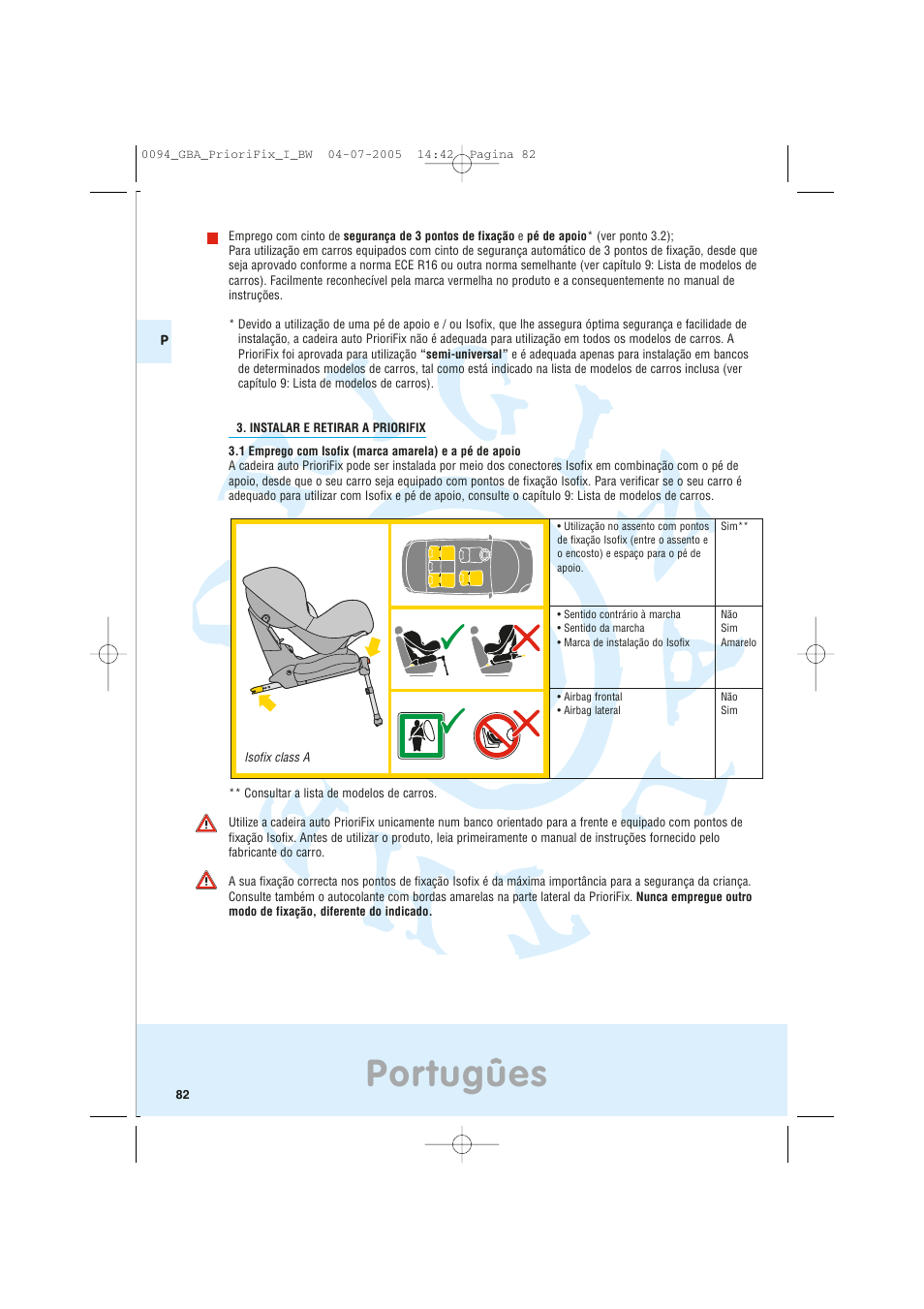 Portugûes | Maxi-Cosi Car Seat User Manual | Page 82 / 96