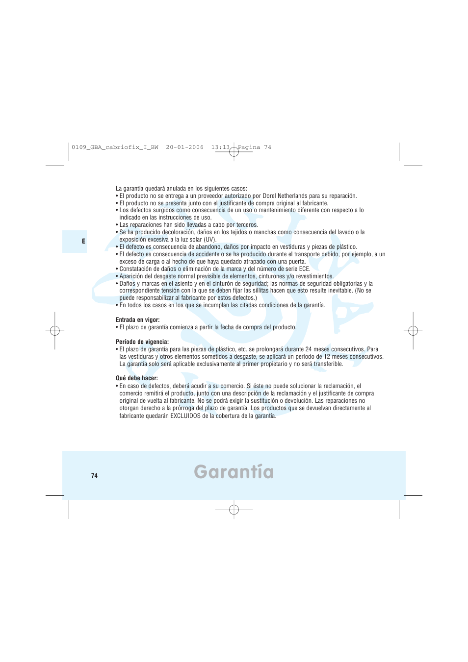 Garantía | Maxi-Cosi Baby Crrier User Manual | Page 70 / 98