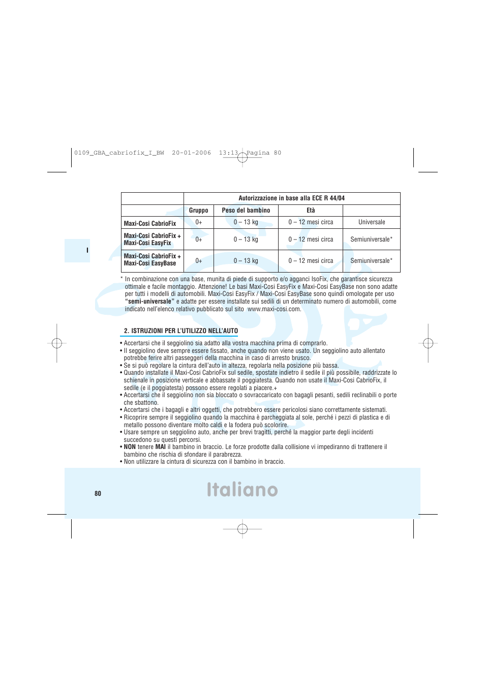 Italiano | Maxi-Cosi Baby Crrier User Manual | Page 76 / 98