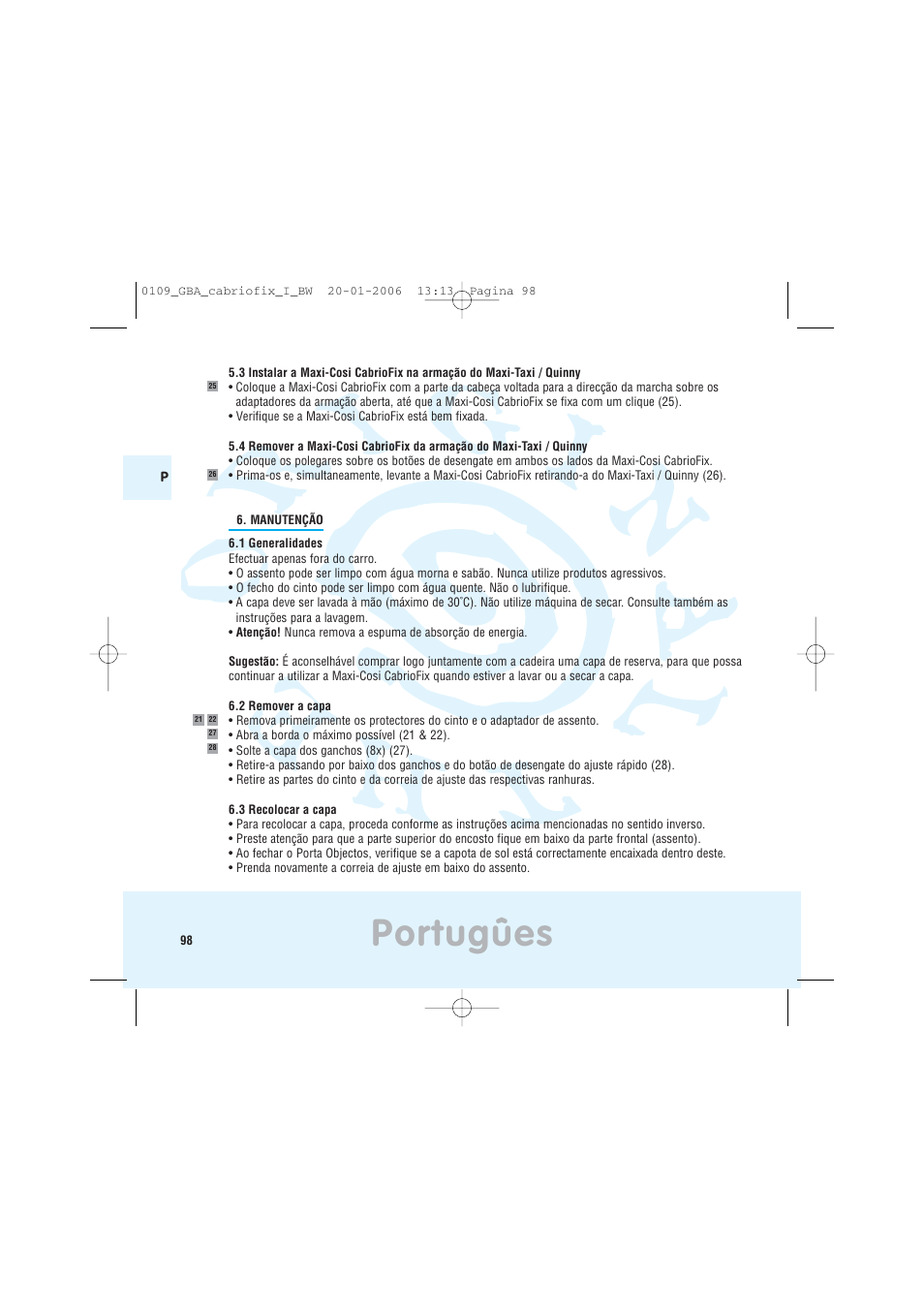 Portugûes | Maxi-Cosi Baby Crrier User Manual | Page 94 / 98