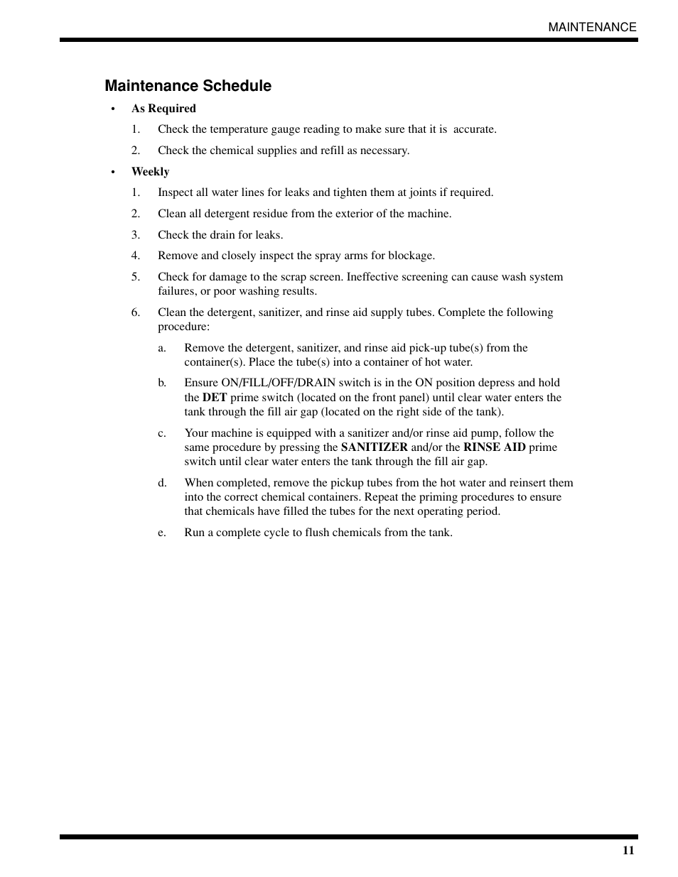 Maintenance schedule | Moyer Diebel 401-HTM2 PLUS User Manual | Page 17 / 51