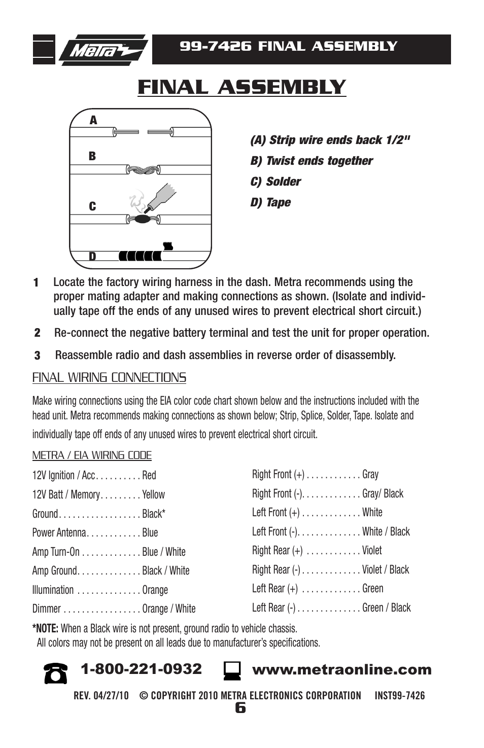 Final assembly | Metra Electronics NISSAN MURANO 99-7426 User Manual | Page 8 / 8