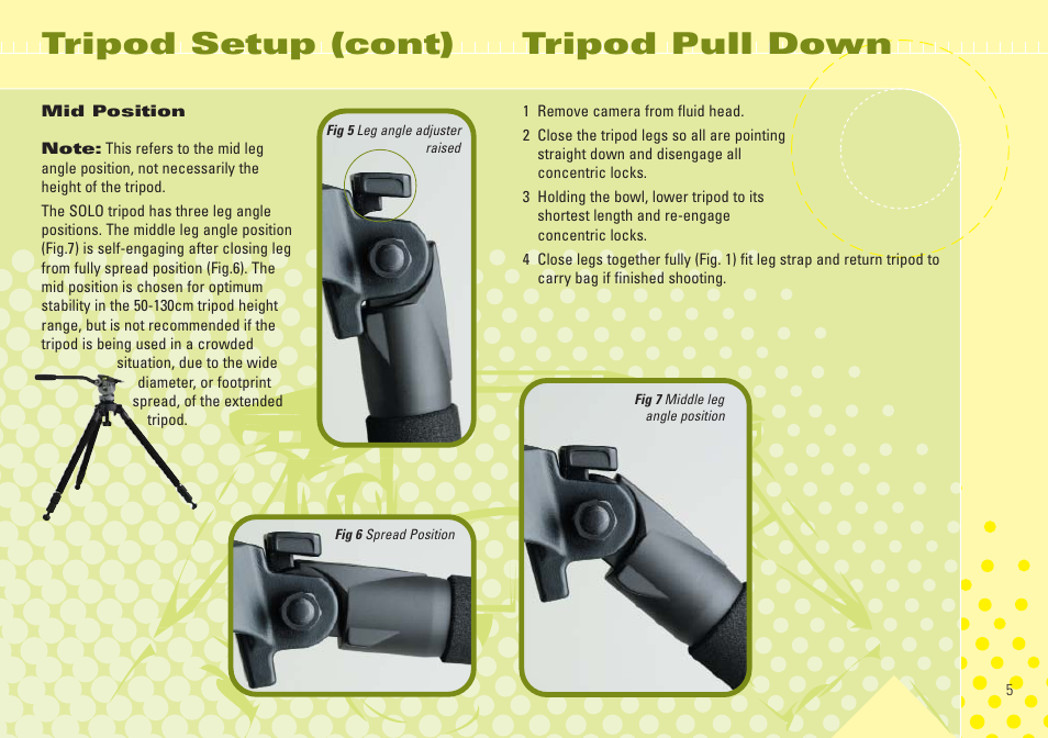 Tripod setup (cont) tripod pull down | Miller Camera Support 1505 User Manual | Page 5 / 8