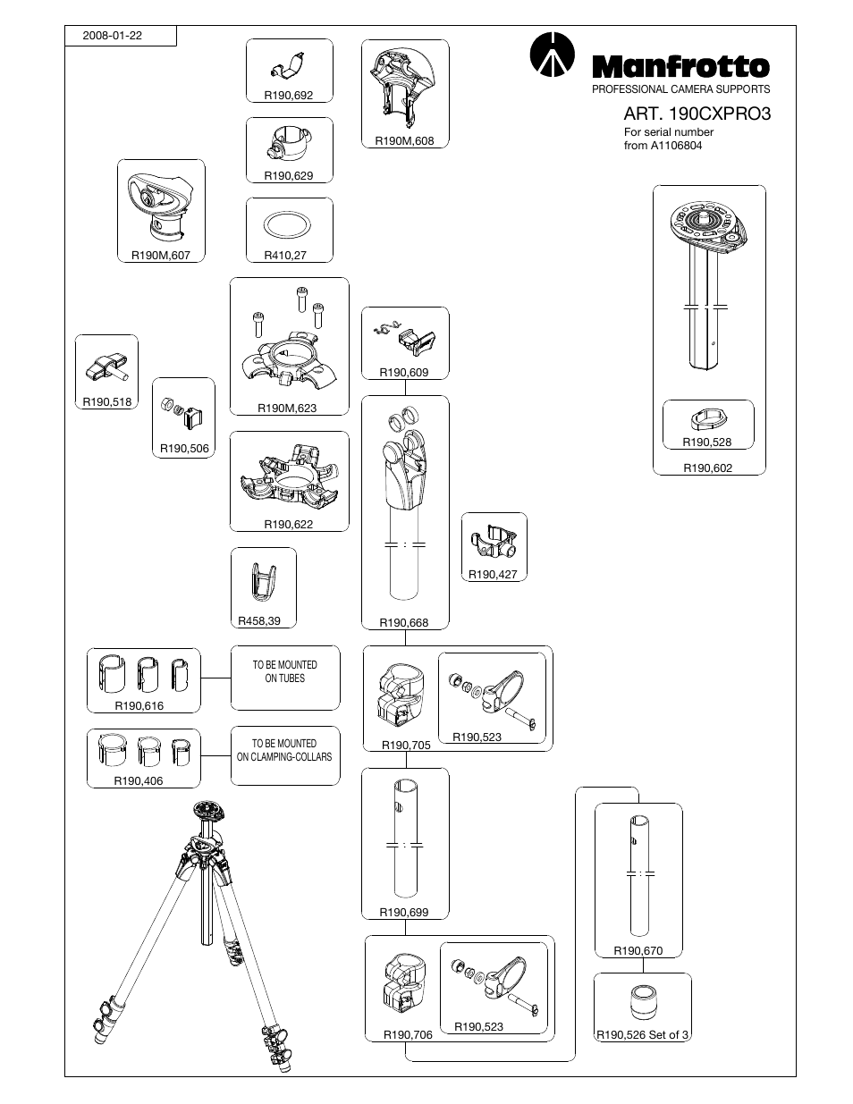 Manfrotto ART. 190CXPRO3 User Manual | 1 page