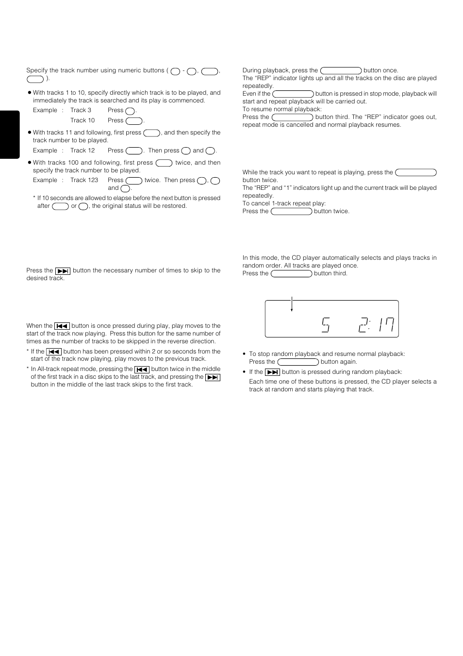 Searching/skipping, Repeat play, Random play | Track repeat (repeated playback of one track only) | Marantz SA-14 User Manual | Page 12 / 18