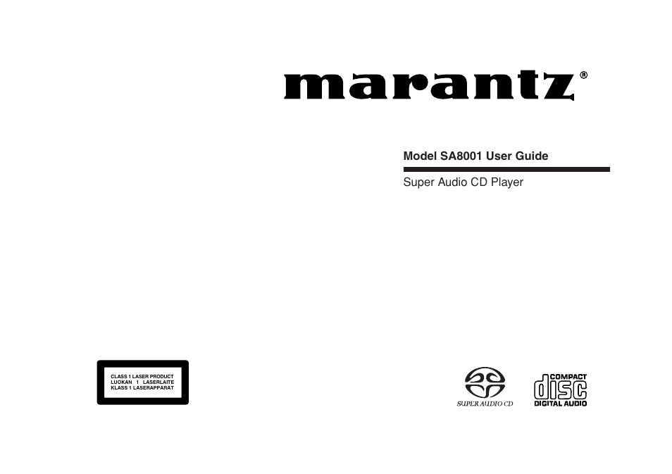 Marantz SA8001 User Manual | 18 pages