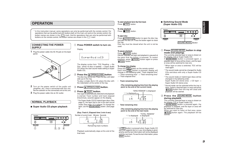 Operation, Loading / ejecting a disc, Playback controls | Marantz SA8001 User Manual | Page 12 / 18