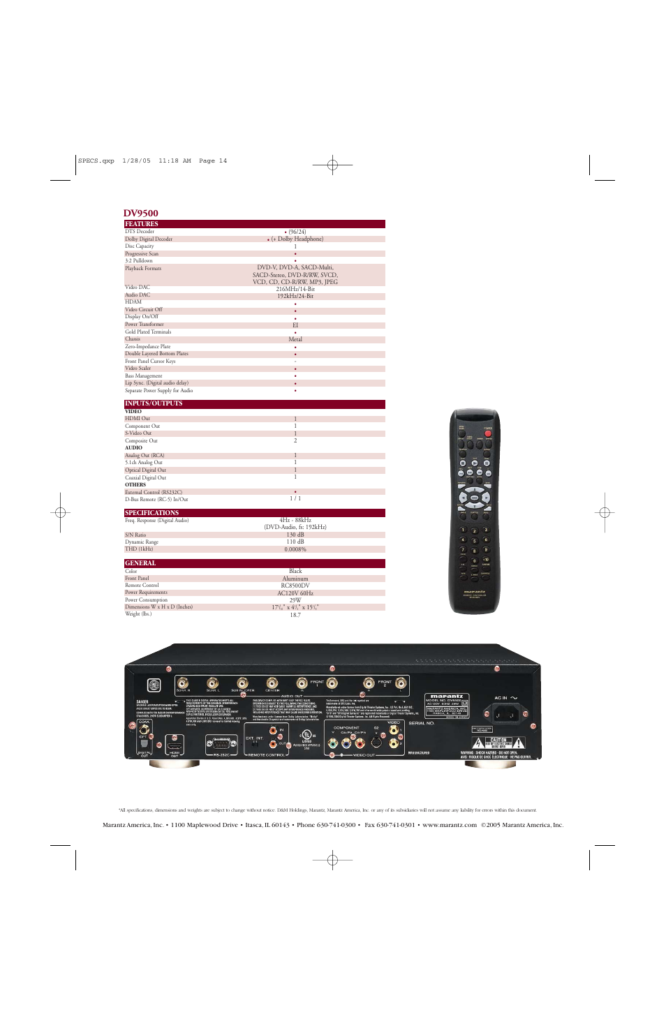 Dv9500 | Marantz DV9500 User Manual | Page 2 / 2