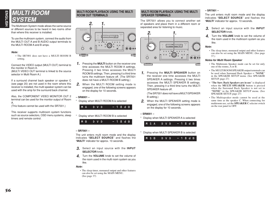 Multi room system | Marantz SR8001 User Manual | Page 59 / 79