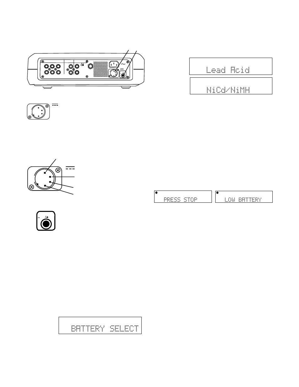 Controls, connections (rear) contin- ued, Dc in pin out, Battery select | How to use a dc power supply - 16, When correct push and release menu/store, Dc in | Marantz CDR300 User Manual | Page 16 / 36