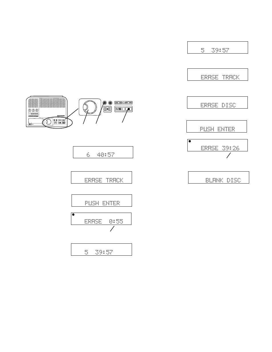 How to erase, How to erase the last track, How to erase the entire disc | Athen push enter is displayed, Then push enter is displayed | Marantz CDR300 User Manual | Page 27 / 36