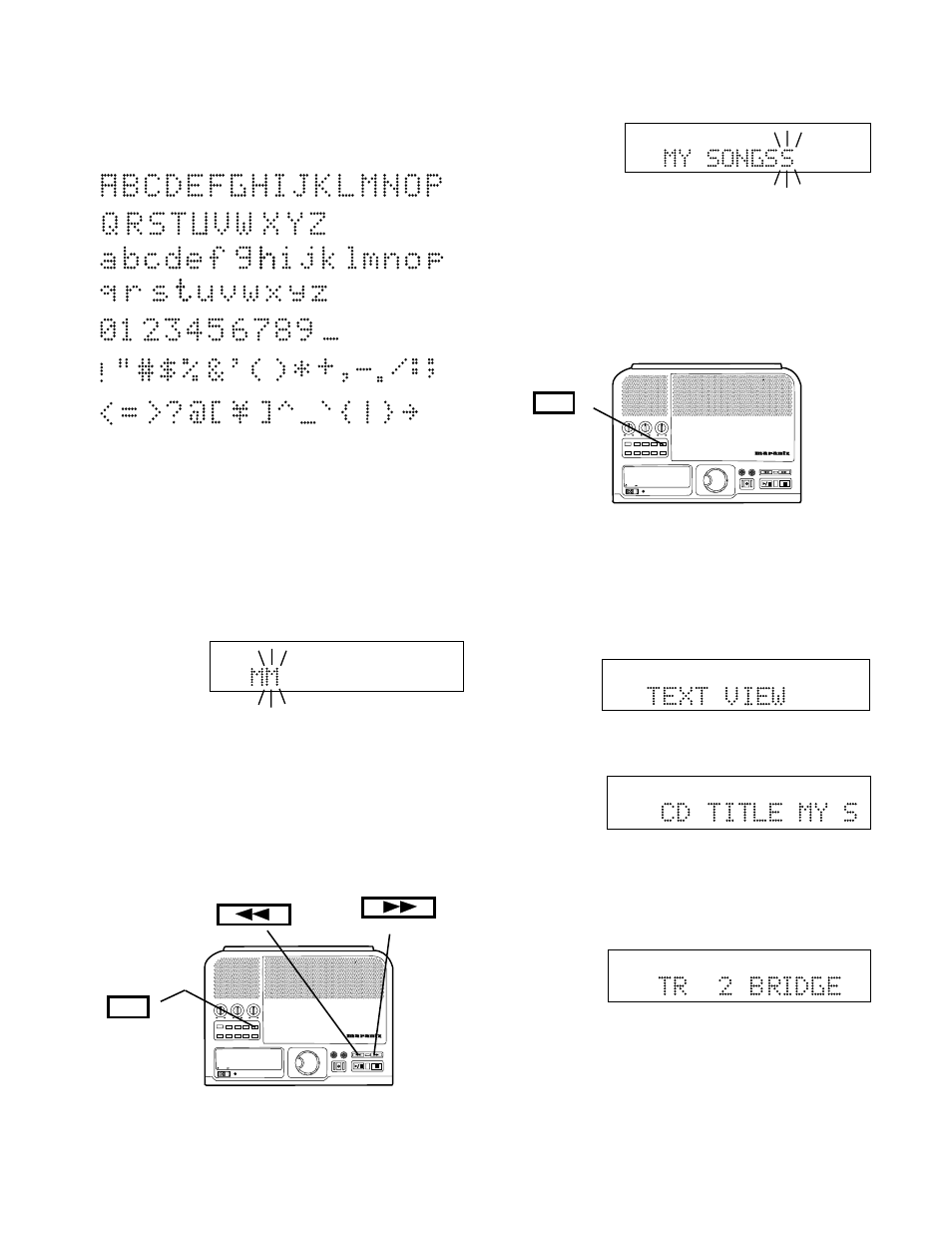 33 - text edit continued, How to view cd text, Example display | Marantz CDR300 User Manual | Page 33 / 36