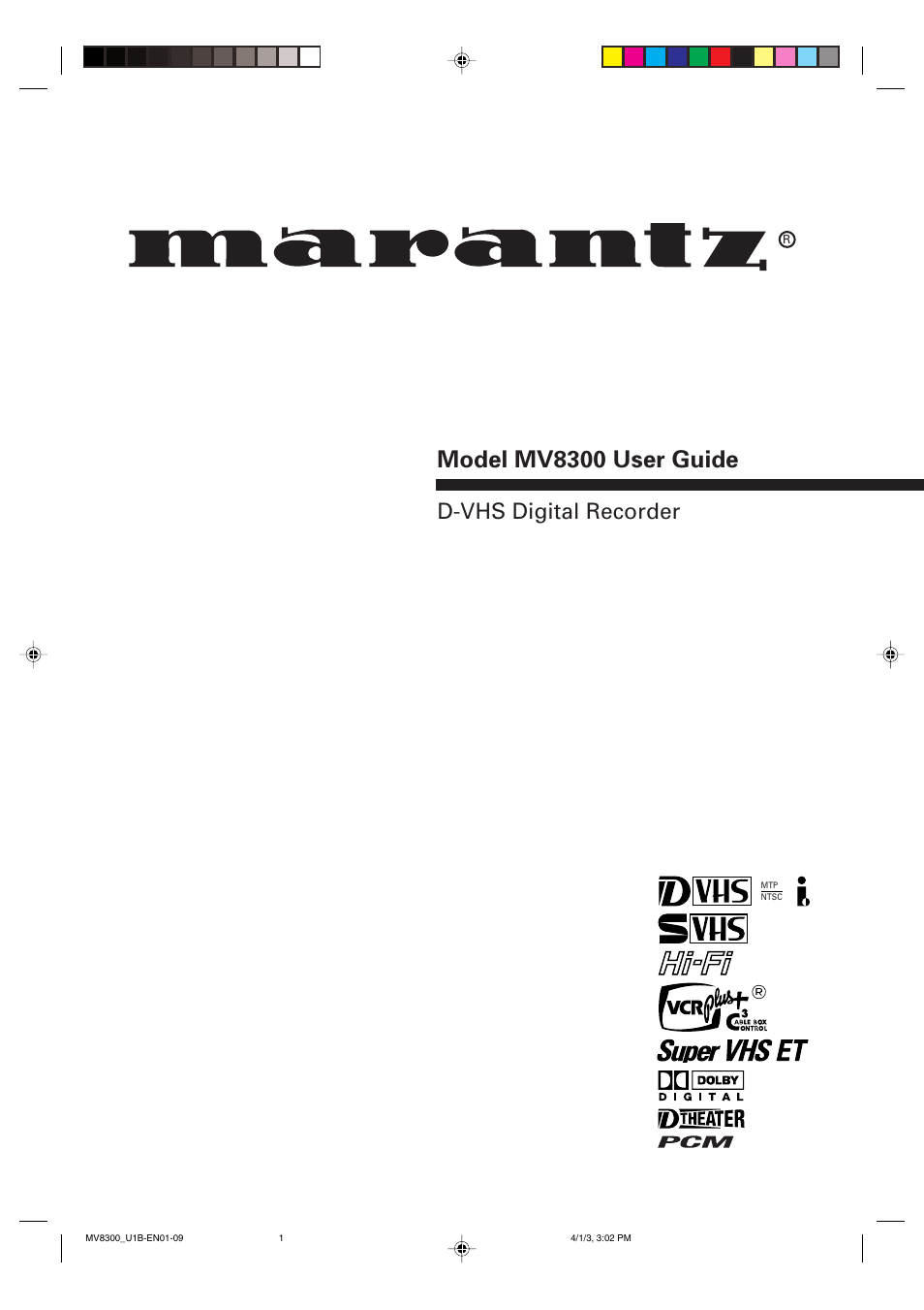 Marantz MV8300 User Manual | 88 pages